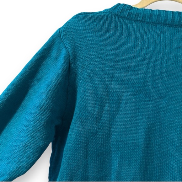 Vintage 80s Jenny Blue Knit Acrylic Cardigan Sweater Women's Size Medium Retro - Picture 12 of 16